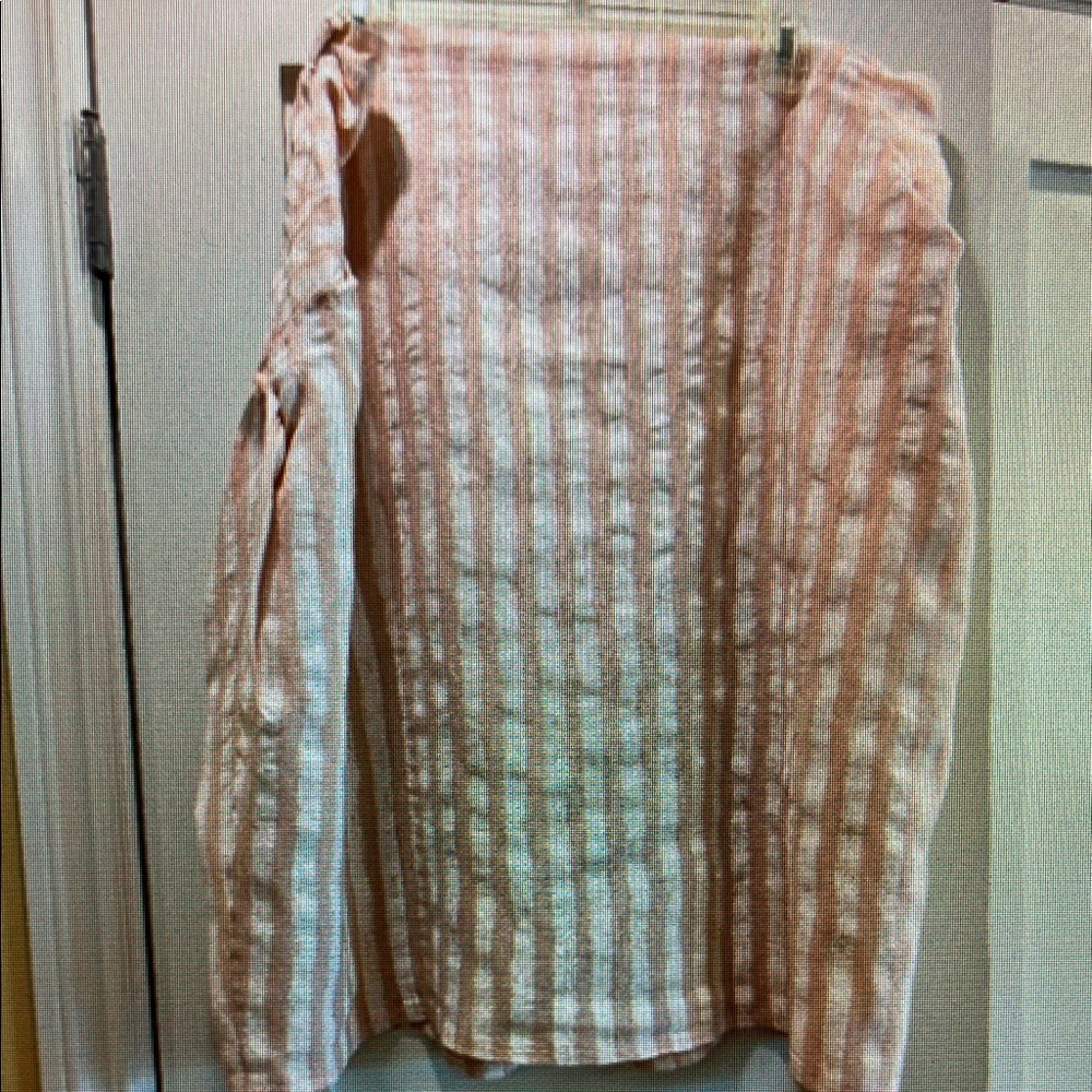 Striped Peach and White Lightweight Linen Top